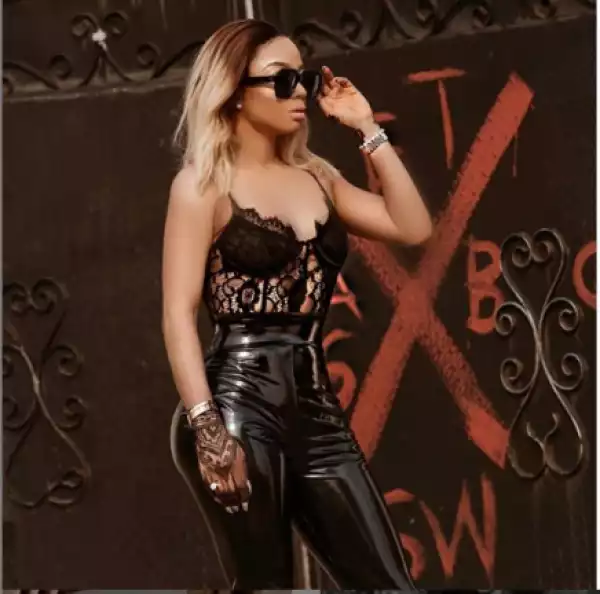 Toke Makinwa Makes Clever Statement While Rocking Leather Pants